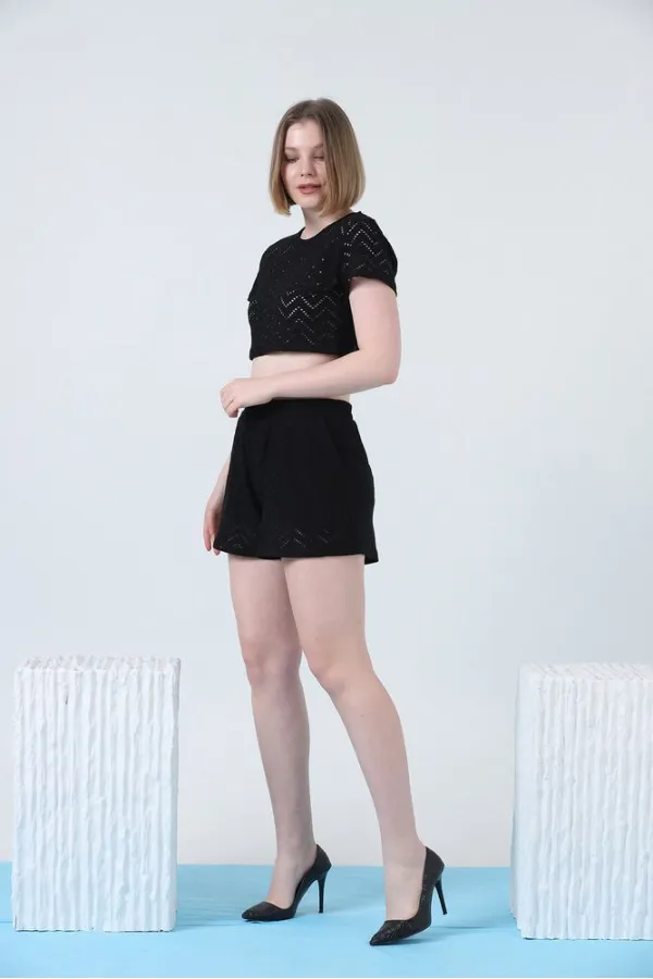 Short en maille noire Topshow en gros