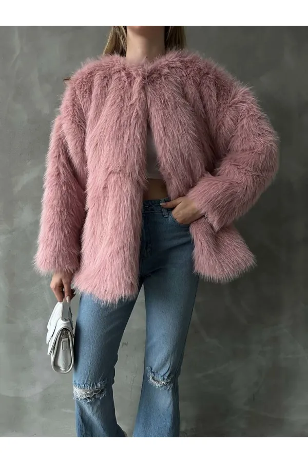 Peluş Toptan Kaban - Pudra | TOPSHOW | F1608