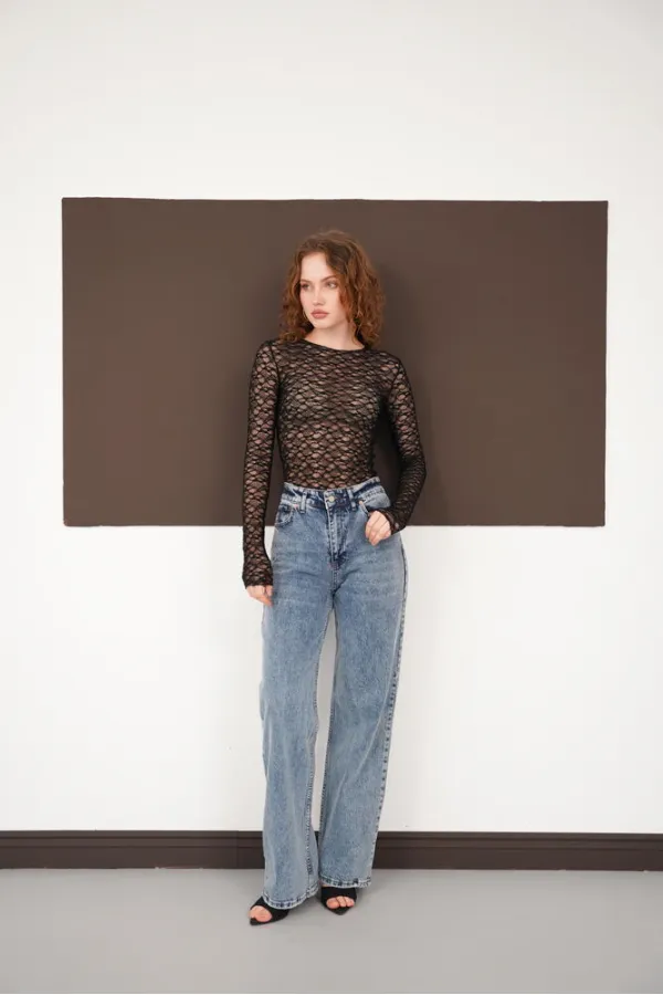 Wholesale Lace Blouse - Black | F2092 - Topshow