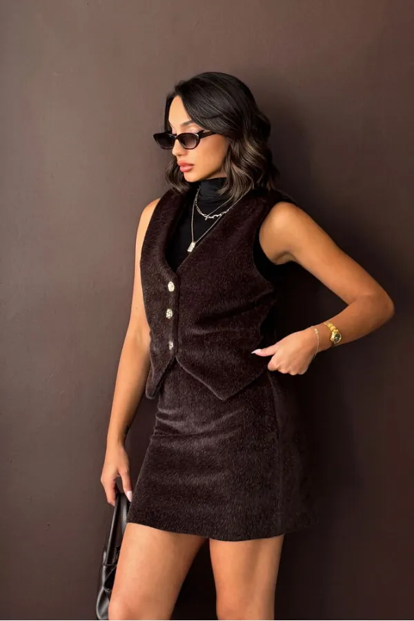 Topshow - Gilet en peluche en gros - Marron