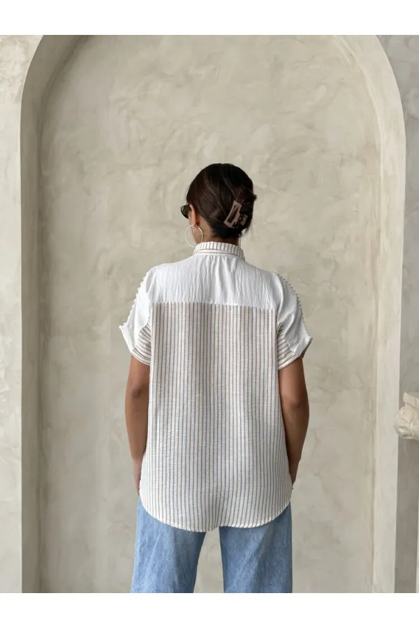 Topshow Stone Piece Striped Wholesale Shirt