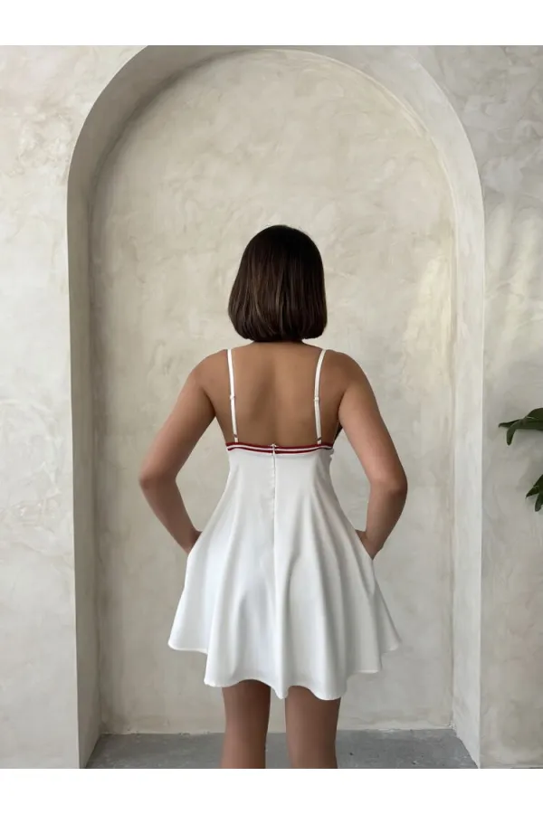 Askıllı Elbise - Krem | Topshow