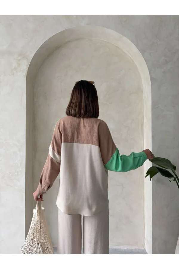 Chemise ornée en gros - Pierre émeraude | TOPSHOW | F1447