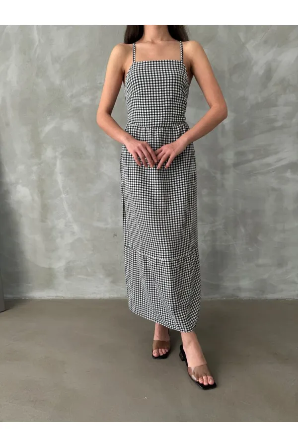 Topshow Black Strap Ankle Length Wholesale Dress