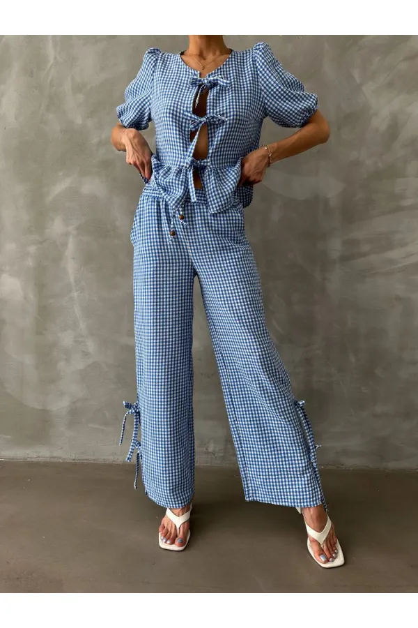 Topshow Mavi Pitikare Toptan Pantolon