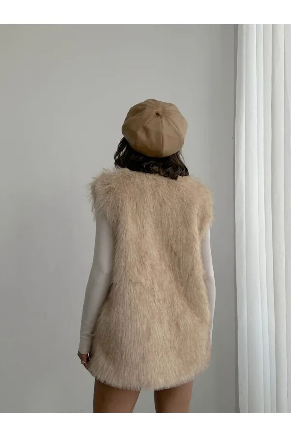 Artificial Fur Women's Wholesale Vest – Soft Texture - STONE