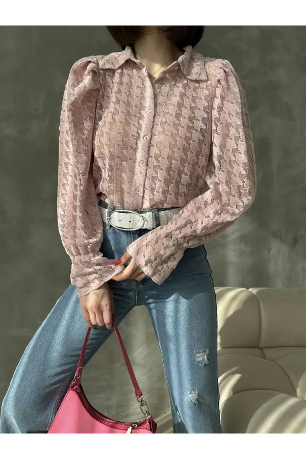 Tulle Wholesale Shirt - Powder | TOPSHOW | f1472