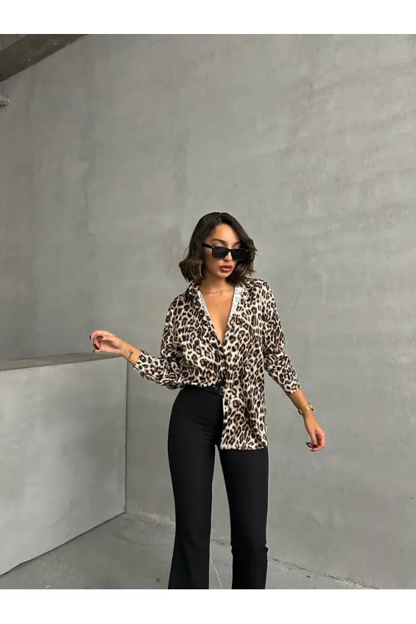 Topshow Leopard Leopard Print Wholesale Shirt | F1781