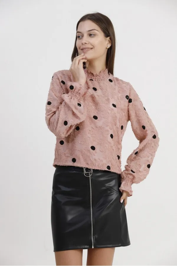 Blouse en mousseline à pois en gros - Pois poudrés | TOPSHOW | F1408