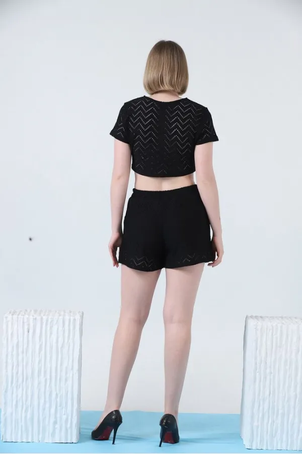 Short en maille noire Topshow en gros