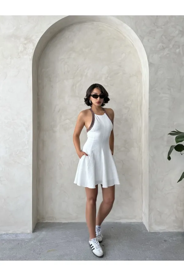 Robe sans manches rayée - Crème | Topshow