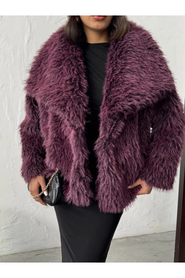 Women's Faux Fur Wholesale Coats – Fluffy, Soft Textured, Stylish Winter Outerwear - BURGUNDY