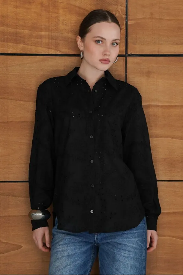Corded Wholesale Shirts - Black | F2079 - Topshow