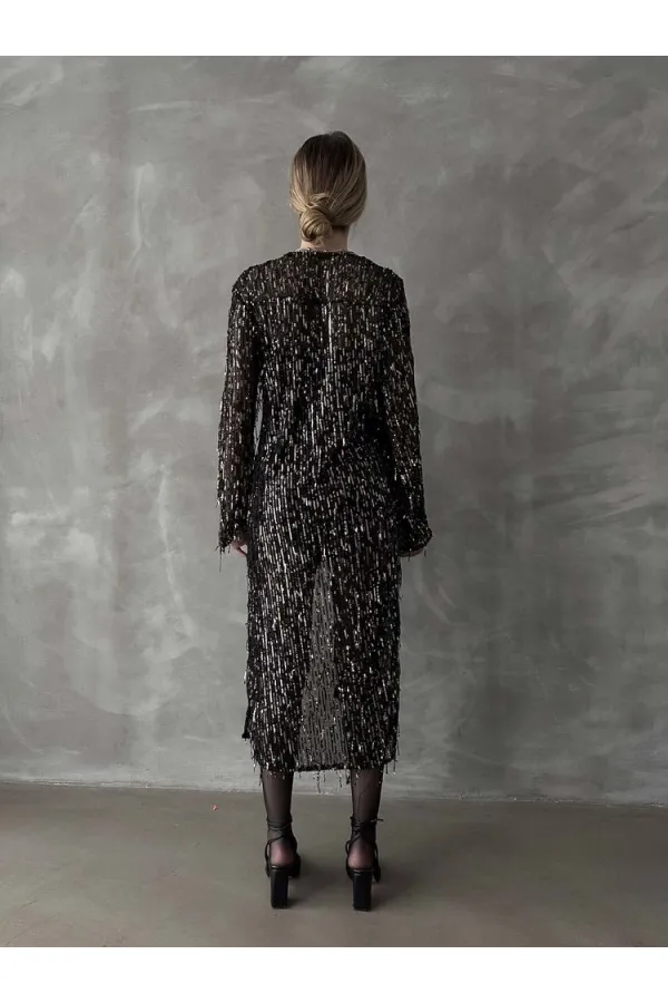 Gilet long en gros - Noir et or | TOPSHOW | F1618