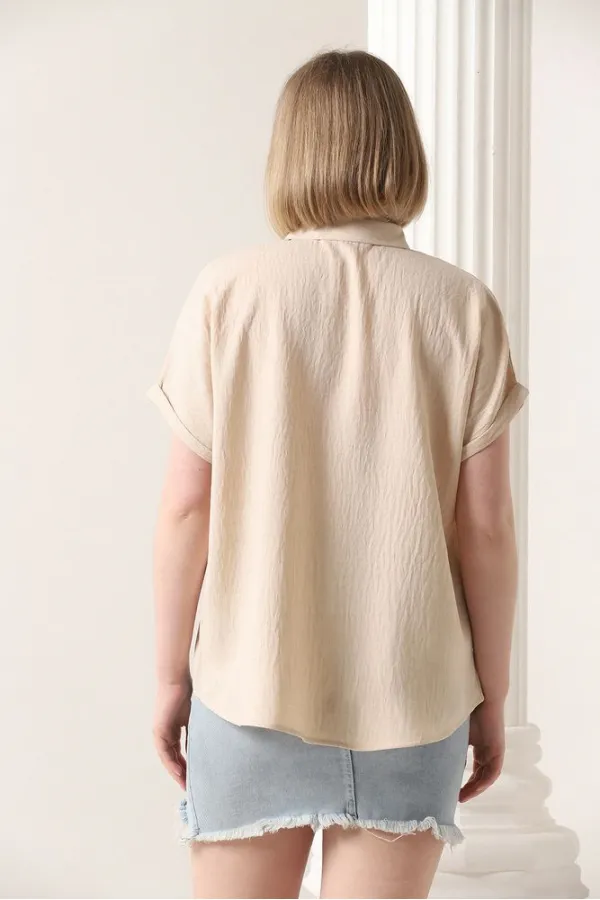 Topshow Taş Çiçek Cepli Toptan Gömlek