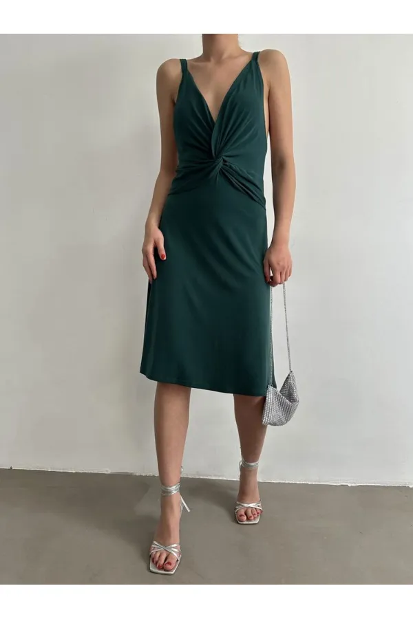 Robe Topshow à bretelles fines et col en V au-dessus du genou (vente en gros)