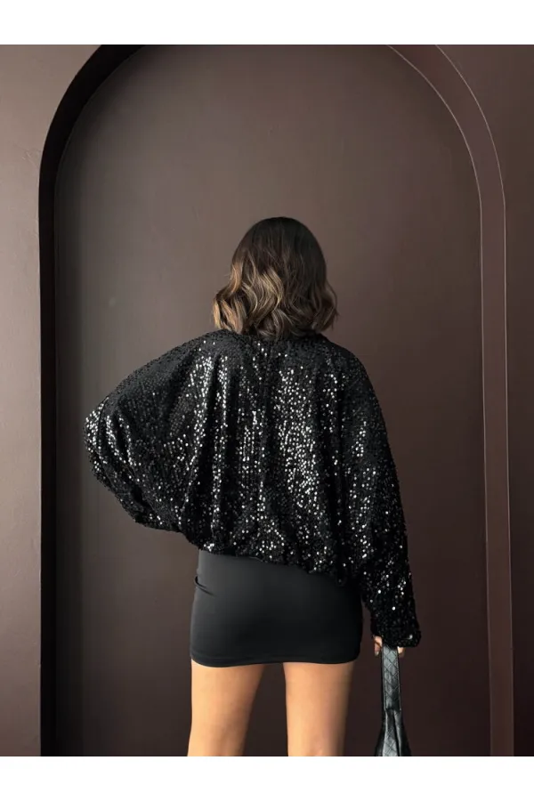 Manteau en velours à sequins Topshow - Noir | F2026