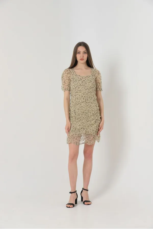 Robe Topshow Stone Black à col bateau et manches courtes en gros