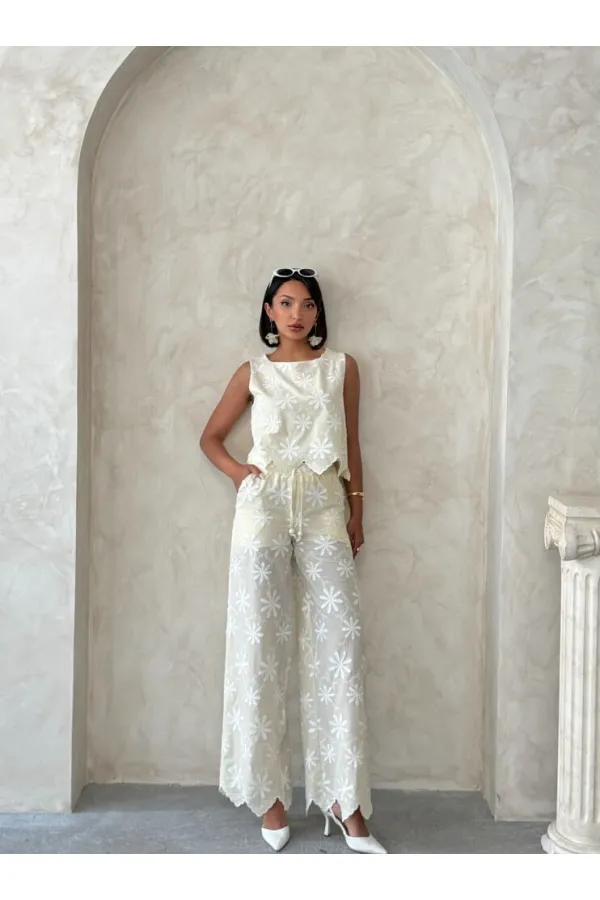 Nakışlı Toptan Pantolon - Sarı | Topshow