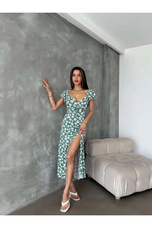 Robe imprimée florale Topshow Çağla en gros