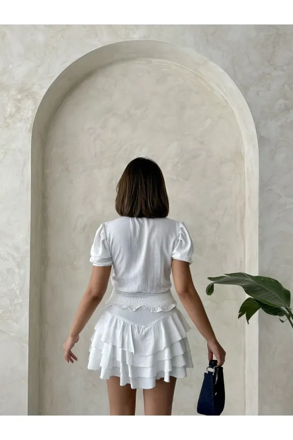 Topshow Cream Floral Chest Linen Wholesale Shirt