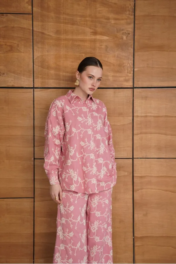 Embroidered Shirt - Pink | F1951 - Topshow