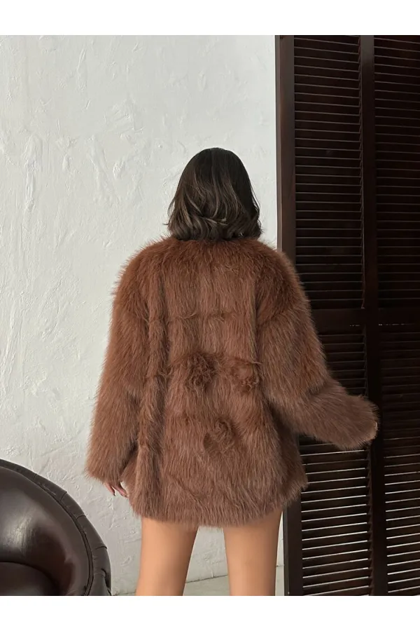 Faux Fur Wholesale Jacket - Brown | TOPSHOW | F1608