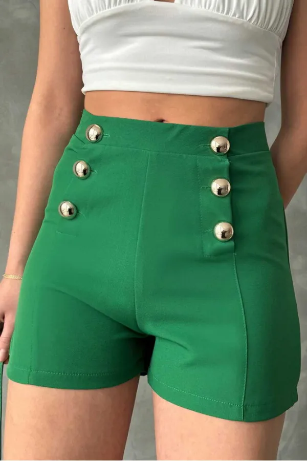 Topshow Emerald Embellished Buttoned Wholesale Shorts