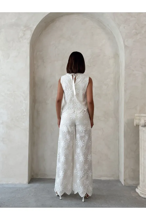 Nakışlı Toptan Pantolon - Taş | Topshow