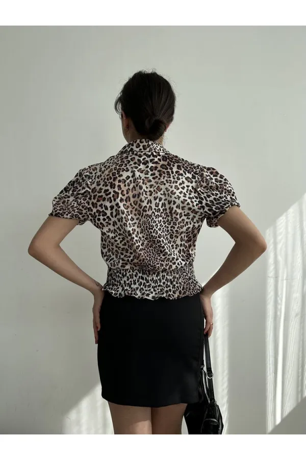 Chemise plissée Topshow Small Leopard Waist Gipel Ouzu en gros