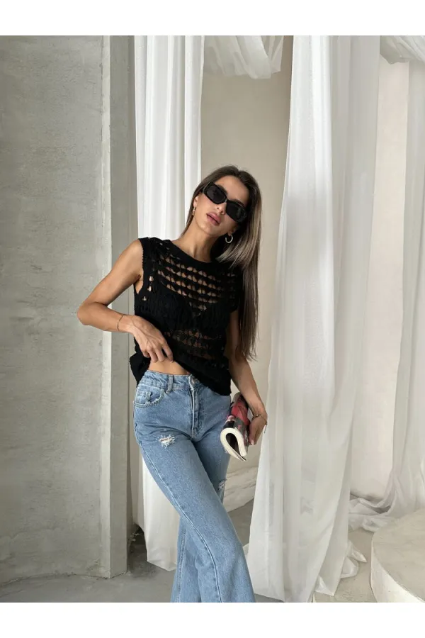 Triko Toptan Yelek - Siyah | TOPSHOW