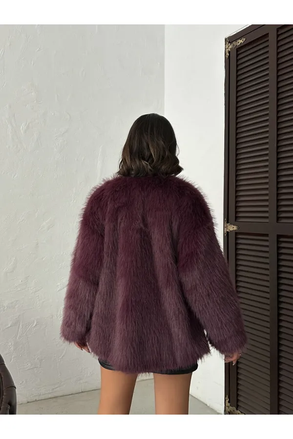 Suni Kürk Toptan Ceket - Mürdüm | TOPSHOW | F1608