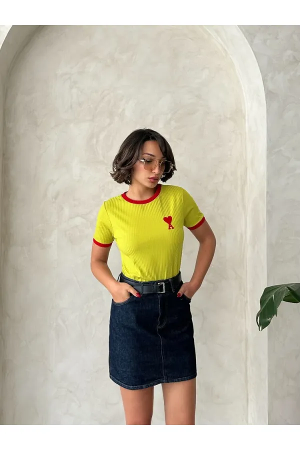 Topshow Fıstık Kırmızı Nakışlı Toptan T Shirt