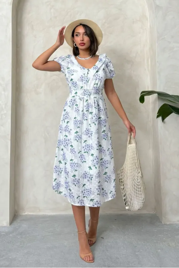 Wholesale Waist-Girted Full Length Dress - Lilac | Topshow