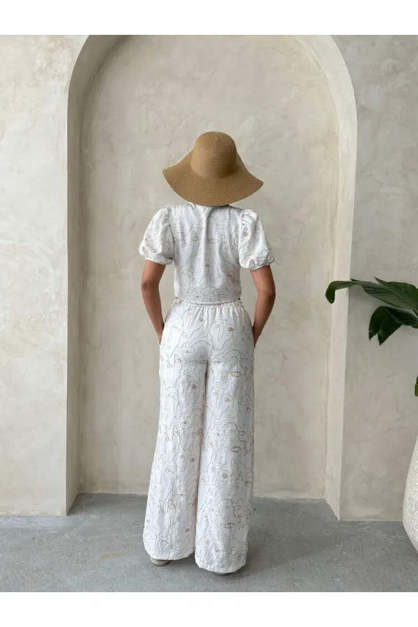 Embroidered Front Tie Wholesale Blouse - Cream | Topshow