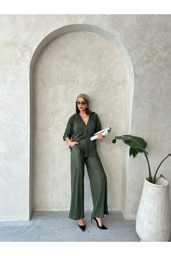 Accordion Wholesale Shirt - Khaki | Topshow | F1426