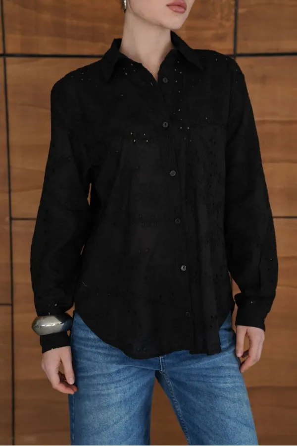 Corded Wholesale Shirts - Black | F2079 - Topshow