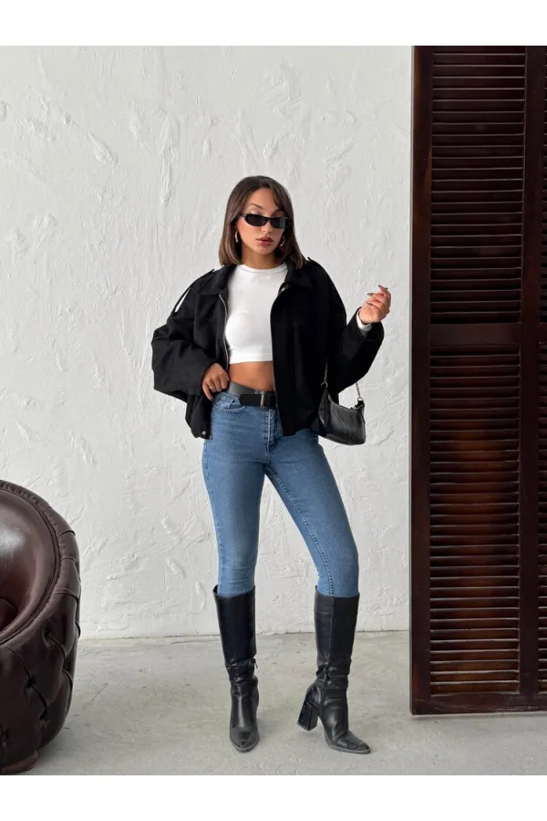 Veste en daim Topshow Scuba - Noire | Automne/Hiver 2017