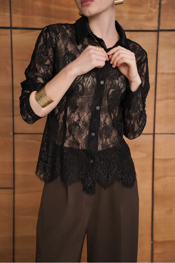 Lace Wholesale Shirts - Black | F2073 - Topshow