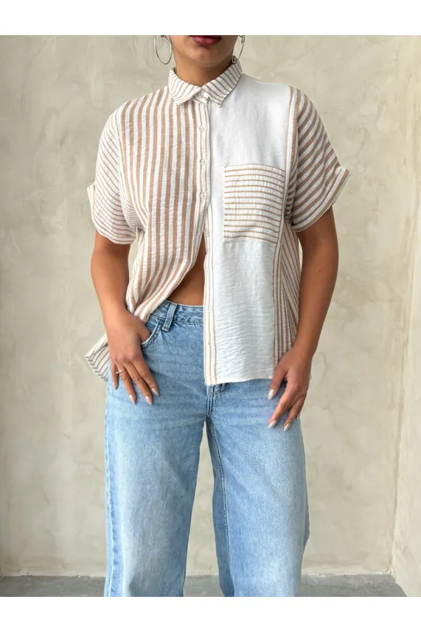 Topshow Stone Piece Striped Wholesale Shirt