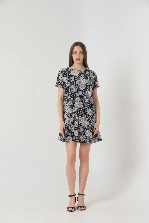 Robe Topshow noire à motif floral en gros