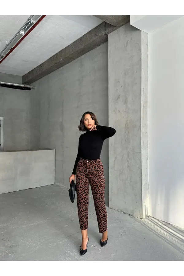 Desenli Toptan Pantolon - Kahve Siyah | TOPSHOW | F1788