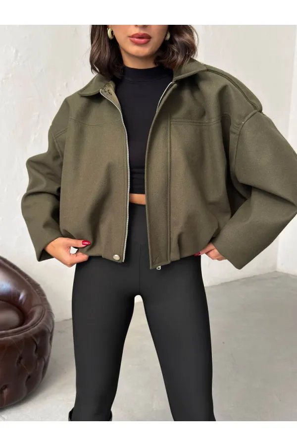 Vestes en cachemire Topshow en gros - Kaki | F2047