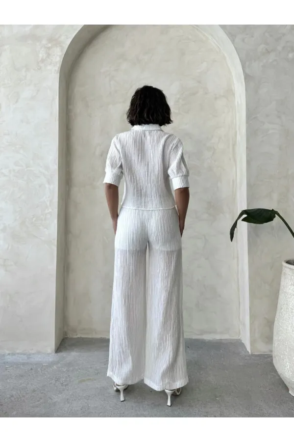 Wholesale Pleated Trousers - Cream | Topshow