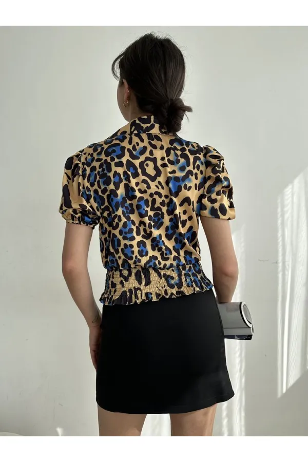 Chemise plissée Topshow Leopard Saxe Waist Gipel Ouzu en gros