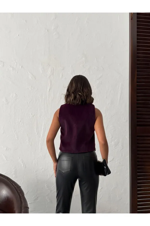 Topshow - Toptan Peluş Yelek- MÜRDÜM