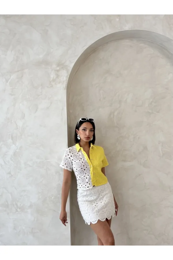 Denim Lace Wholesale Shirt - Raw Yellow | Topshow