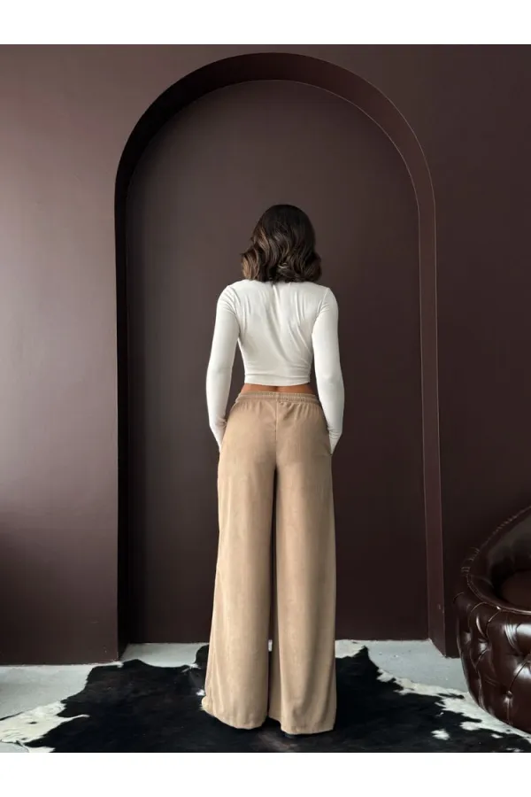 Pantalon en velours côtelé Topshow - Vison | F1996