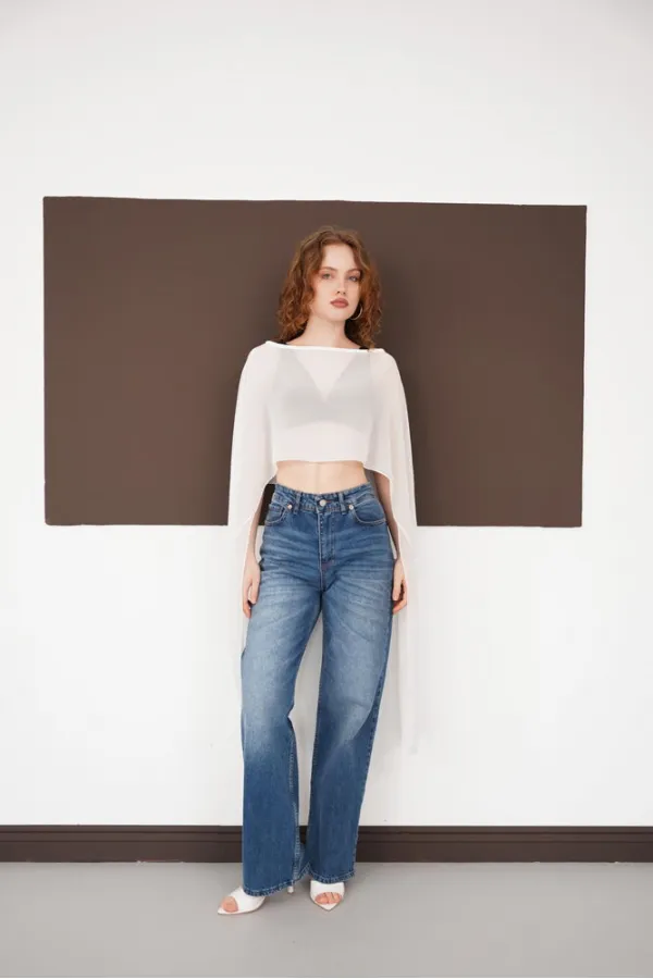 Chiffon Poncho - Cream | D2938 - Topshow