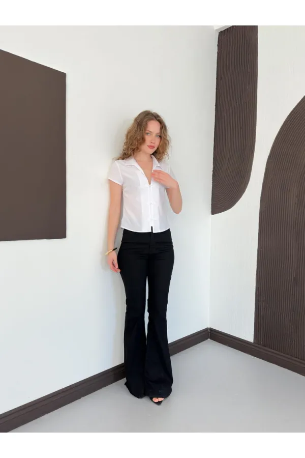 D 3048 ÇİN DÜĞMELİ GÖMLEK - BEYAZ D 3048 ÇİN DÜĞMELİ GÖMLEK - BEYAZ